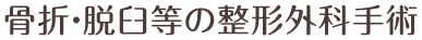 骨折・脱臼等の整形外科手術